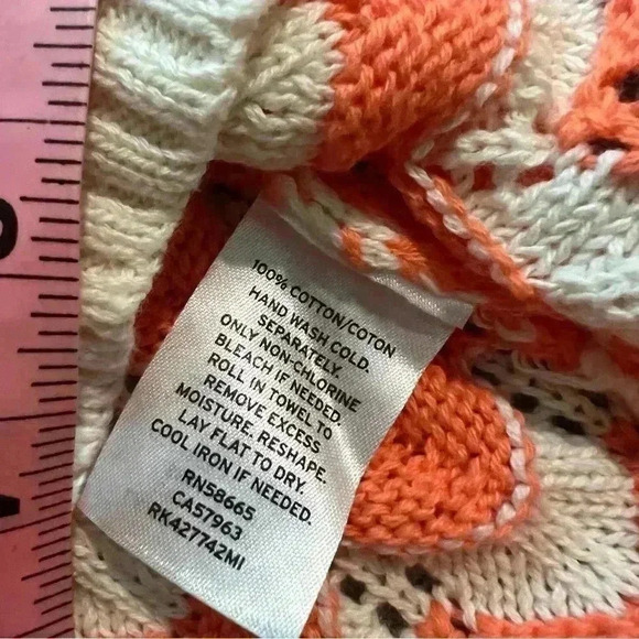 ABOUND Striped Pointella Knit Sweater Women's Size Small, XXS Cozy Top, Peach - Picture 6 of 8